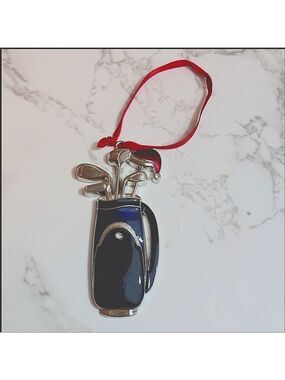 Golf Clubs Harvey Lewis Navy Blue Silver Hanging Christmas tree Ornament